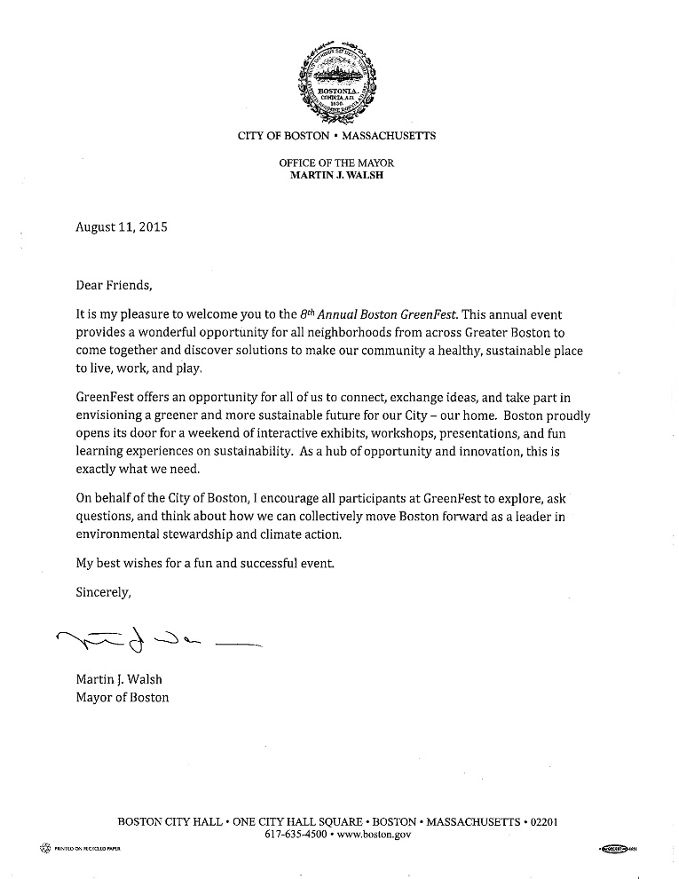 Mayor Walsh Letter